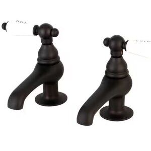 Kingston Brass KS3205PL Basin Faucet with Porcelain Lever Handle, Bronze